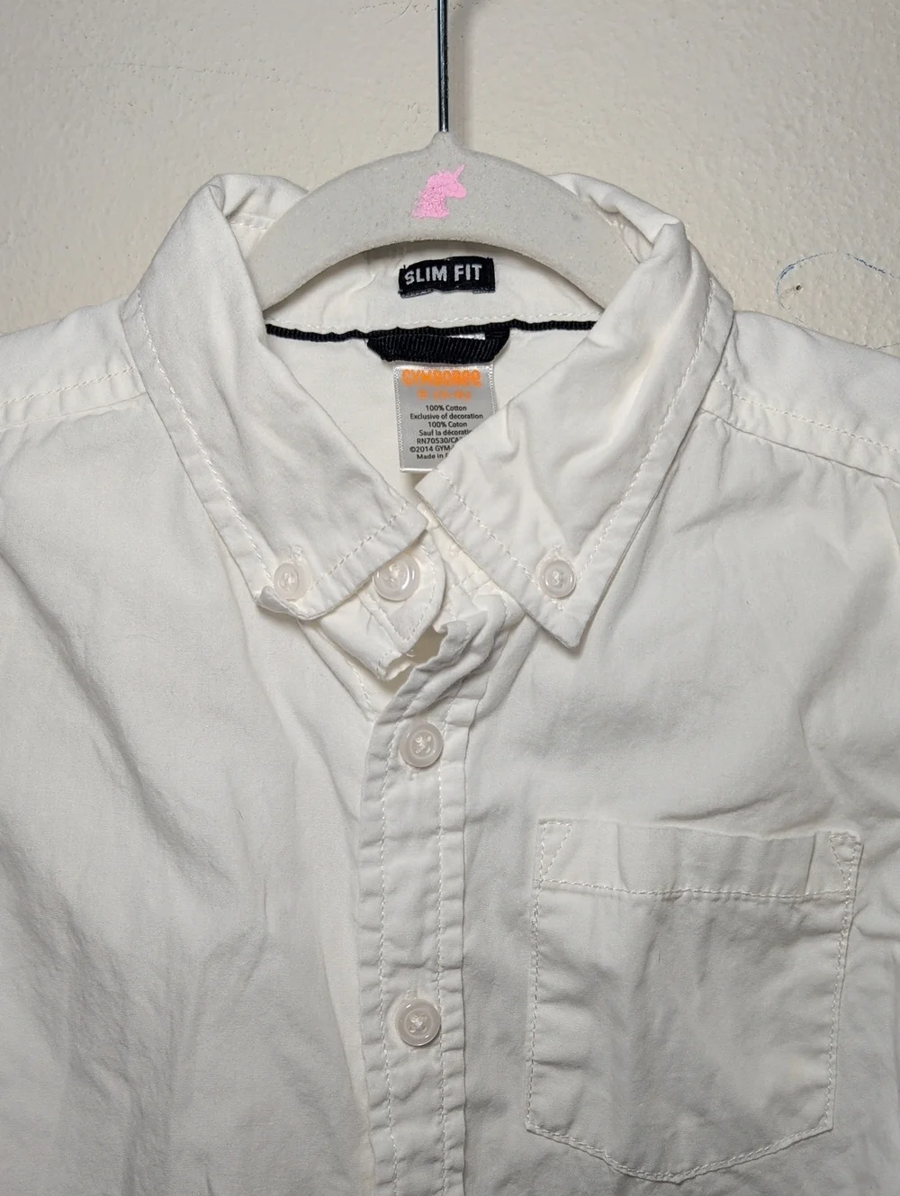 Gymboree White Oxford Button-Down Shirt Slim Fit 100% Cotton Boys Size S 5-6